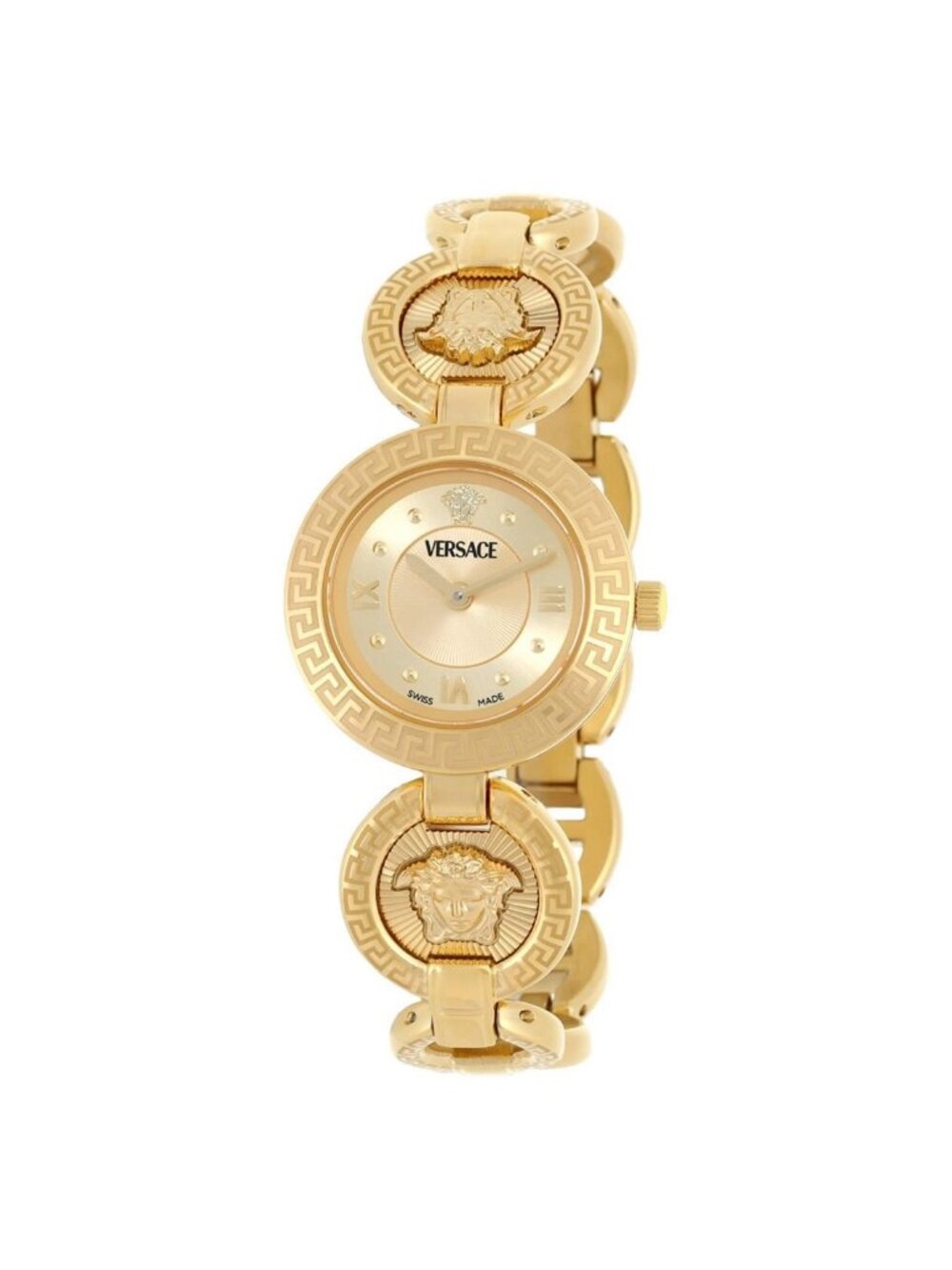 NWT Versace Greca Jewel Quartz Gold Dial Ladies Watch